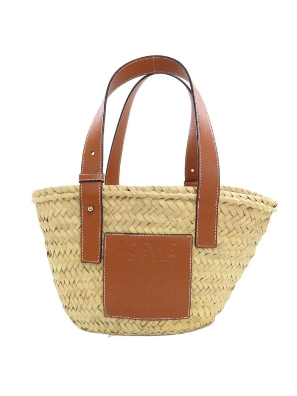 Loewe Basket Small Tote Bag Calfskin Palm Leaf